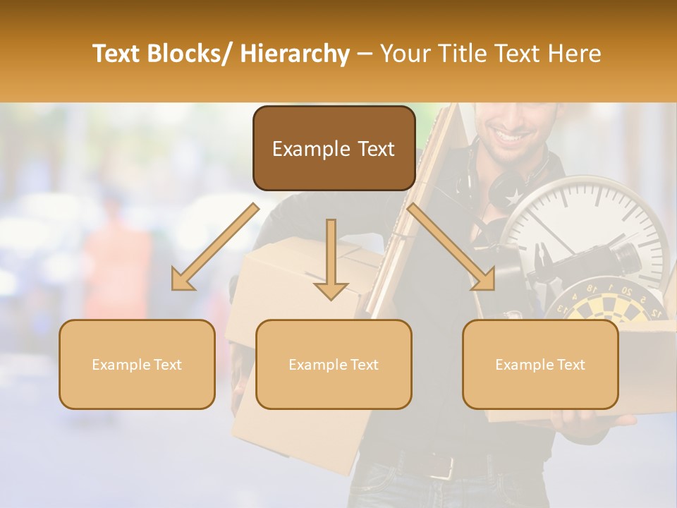 A Man Holding A Box With A Clock Inside Of It PowerPoint Template