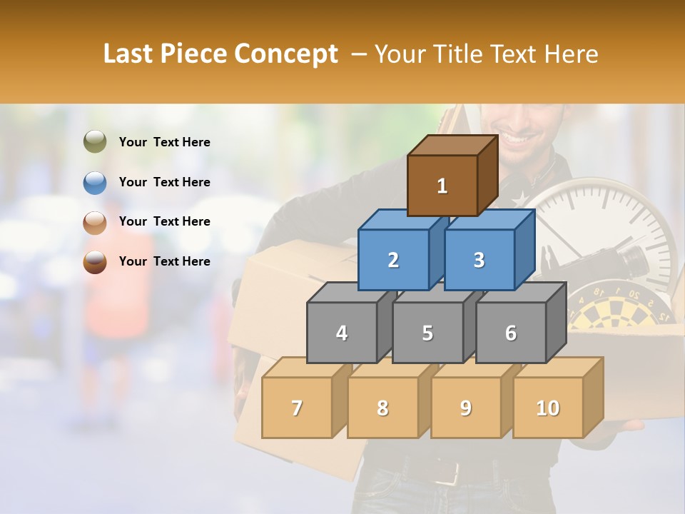 A Man Holding A Box With A Clock Inside Of It PowerPoint Template
