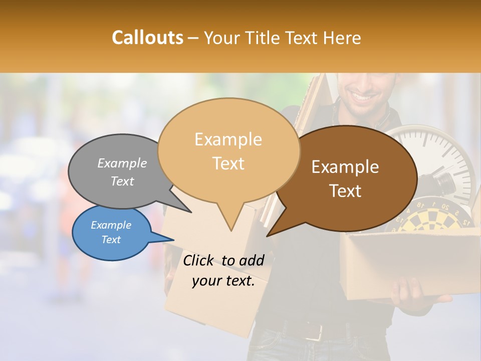 A Man Holding A Box With A Clock Inside Of It PowerPoint Template