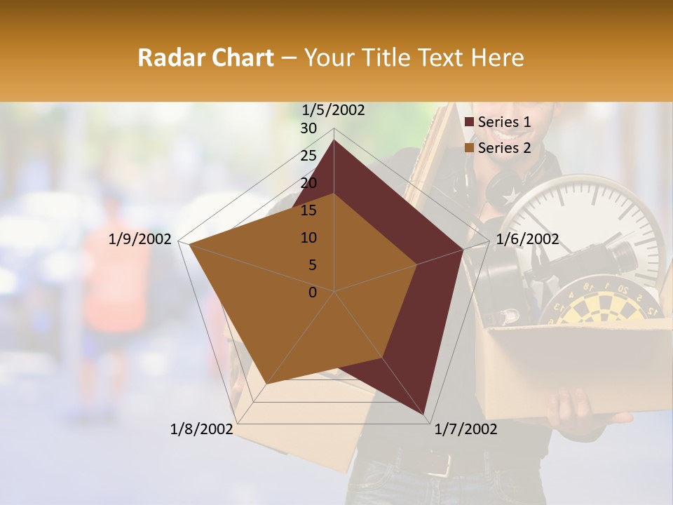 A Man Holding A Box With A Clock Inside Of It PowerPoint Template