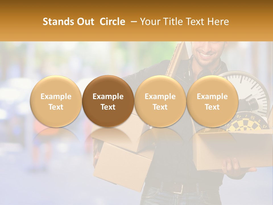 A Man Holding A Box With A Clock Inside Of It PowerPoint Template