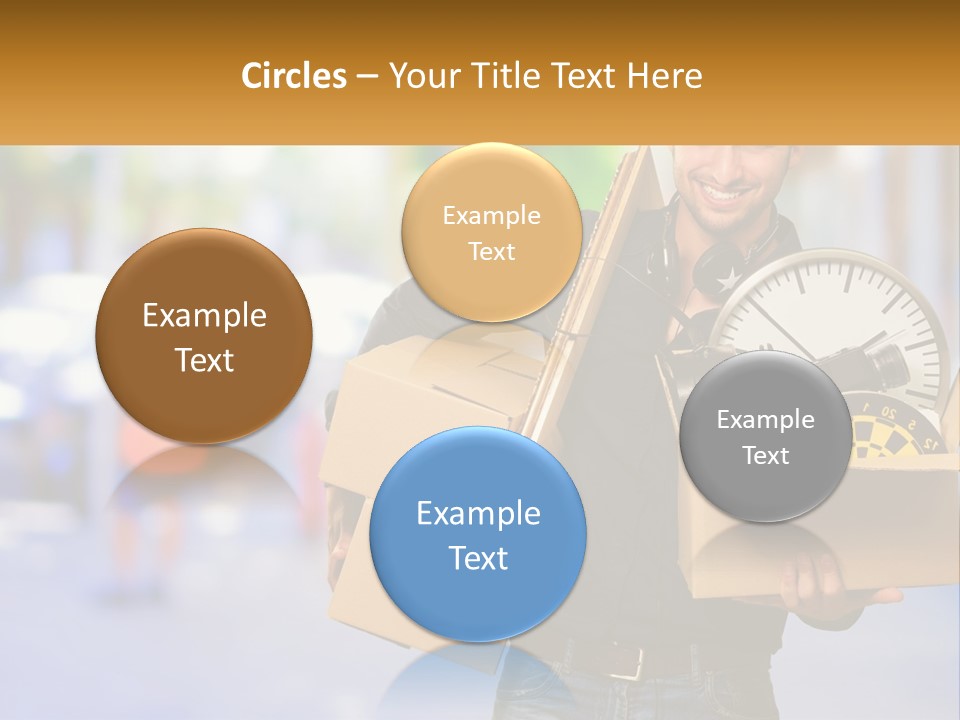 A Man Holding A Box With A Clock Inside Of It PowerPoint Template