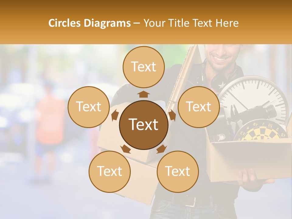 A Man Holding A Box With A Clock Inside Of It PowerPoint Template