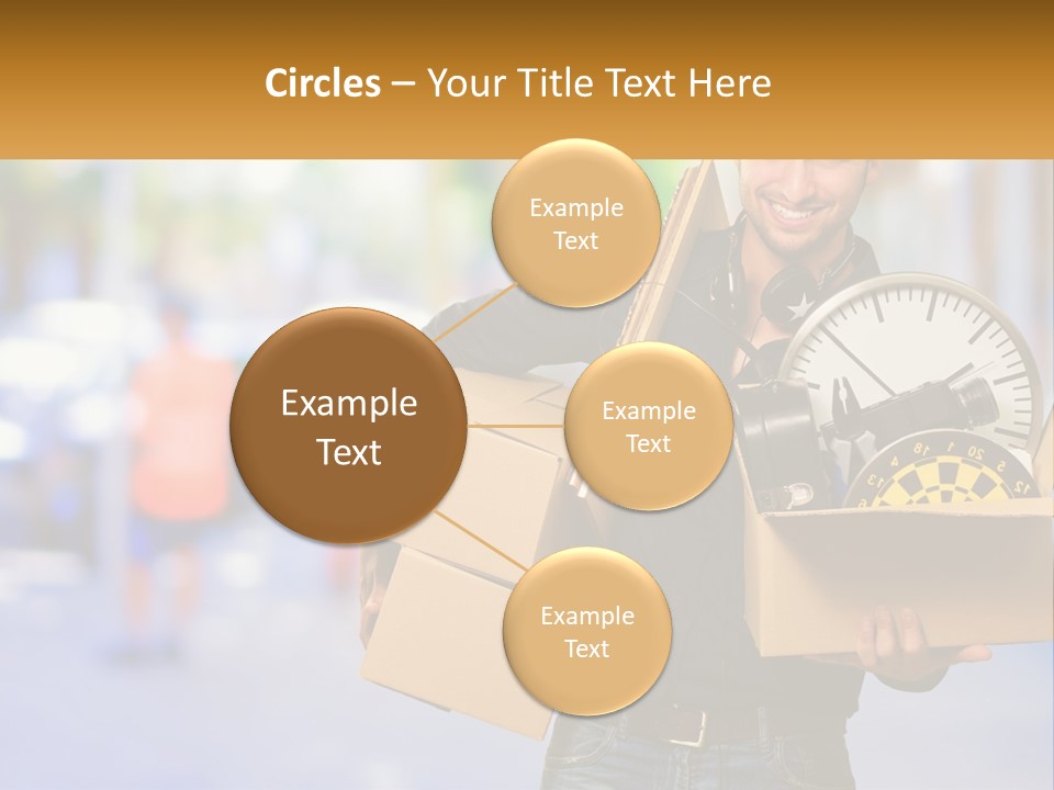 A Man Holding A Box With A Clock Inside Of It PowerPoint Template