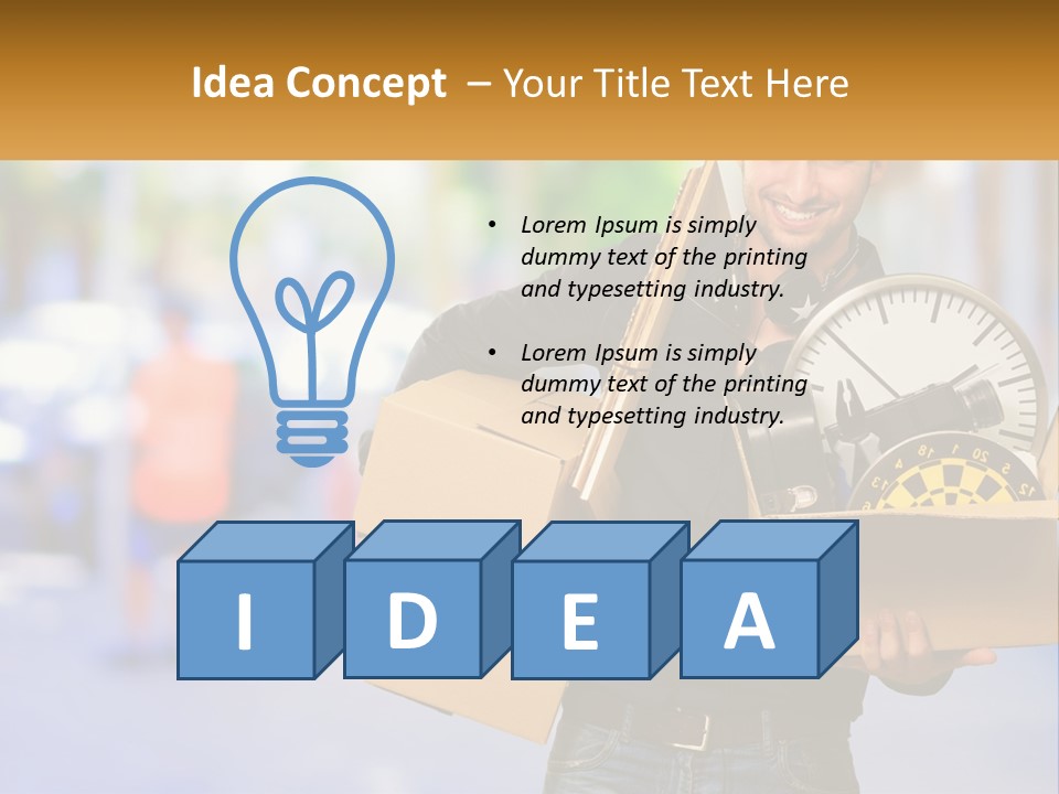 A Man Holding A Box With A Clock Inside Of It PowerPoint Template