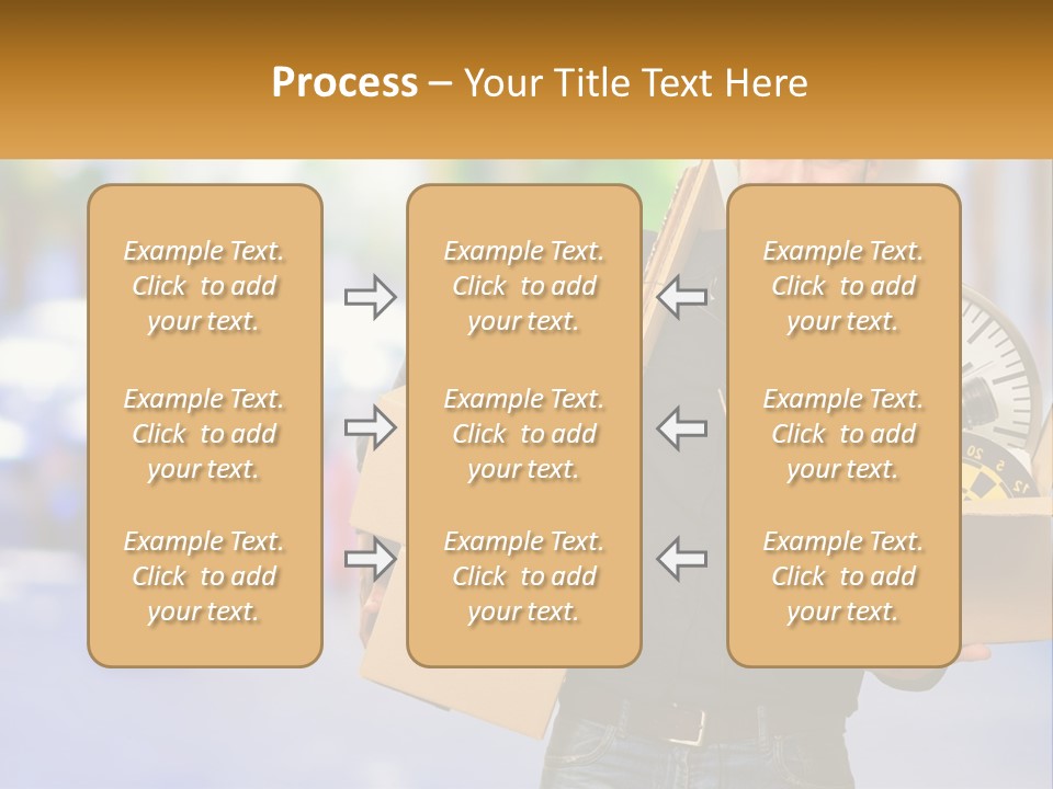 A Man Holding A Box With A Clock Inside Of It PowerPoint Template
