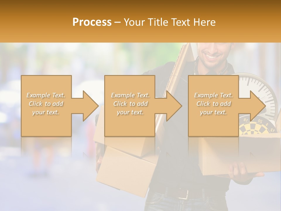 A Man Holding A Box With A Clock Inside Of It PowerPoint Template