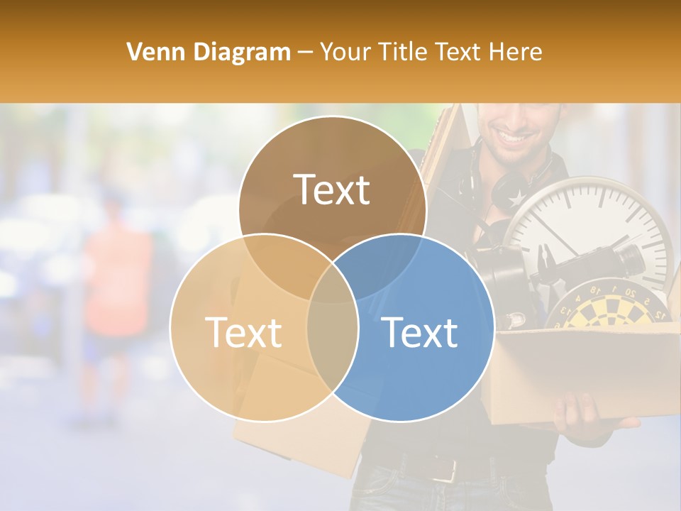 A Man Holding A Box With A Clock Inside Of It PowerPoint Template