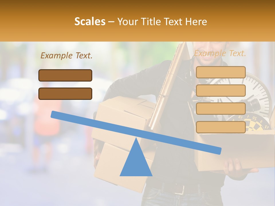 A Man Holding A Box With A Clock Inside Of It PowerPoint Template