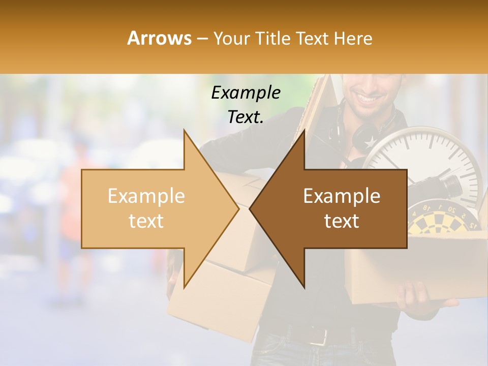 A Man Holding A Box With A Clock Inside Of It PowerPoint Template