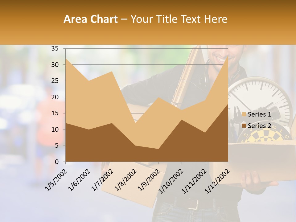 A Man Holding A Box With A Clock Inside Of It PowerPoint Template