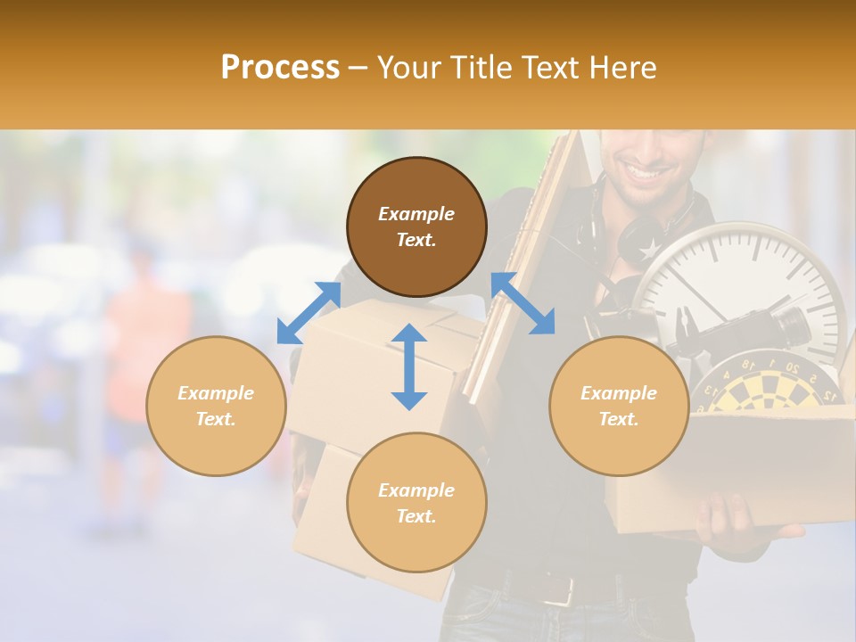 A Man Holding A Box With A Clock Inside Of It PowerPoint Template