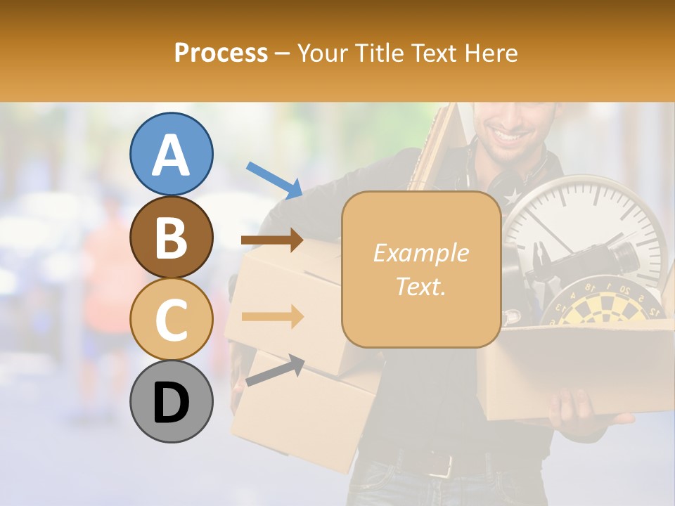 A Man Holding A Box With A Clock Inside Of It PowerPoint Template