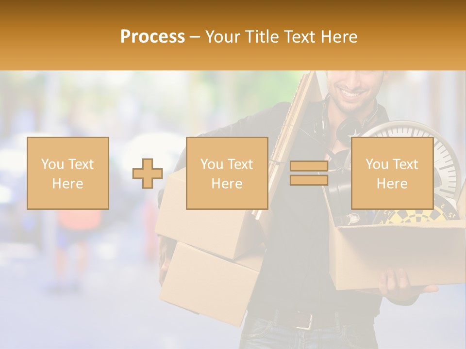 A Man Holding A Box With A Clock Inside Of It PowerPoint Template
