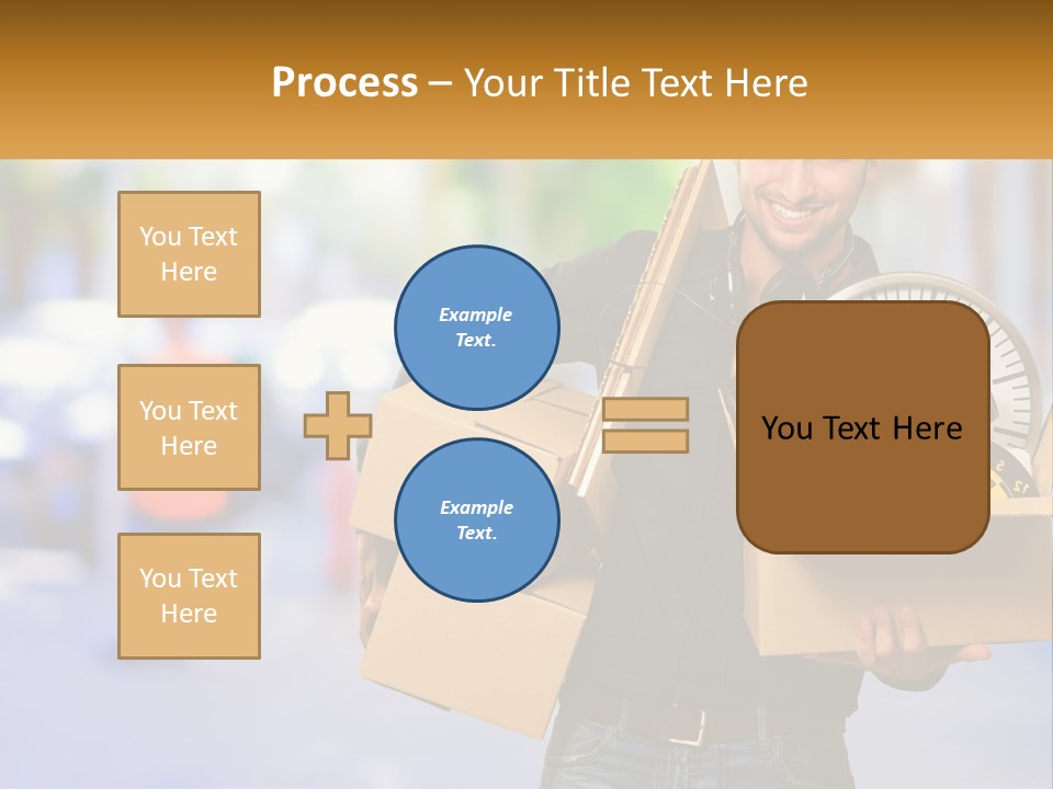 A Man Holding A Box With A Clock Inside Of It PowerPoint Template