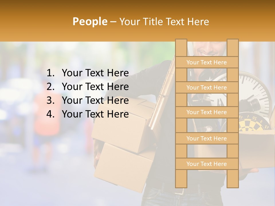 A Man Holding A Box With A Clock Inside Of It PowerPoint Template