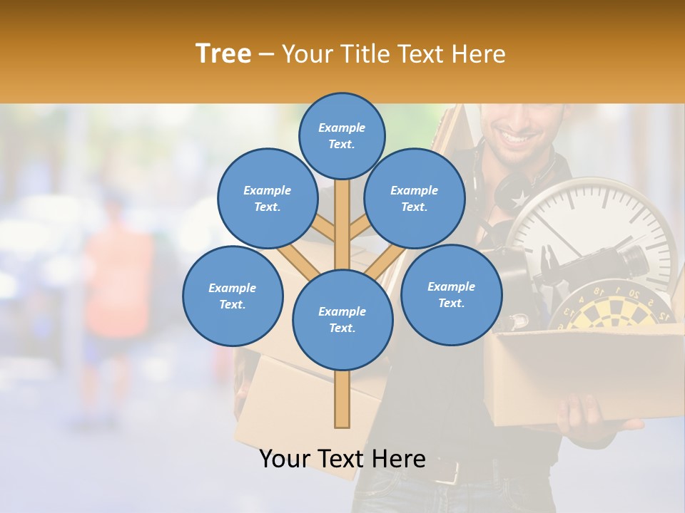 A Man Holding A Box With A Clock Inside Of It PowerPoint Template
