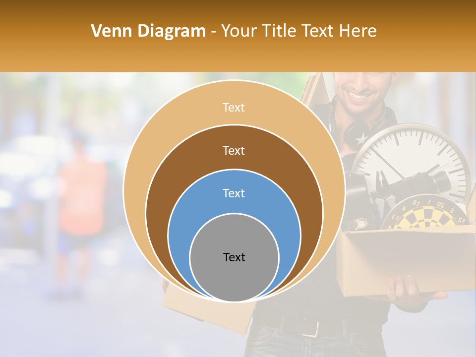 A Man Holding A Box With A Clock Inside Of It PowerPoint Template