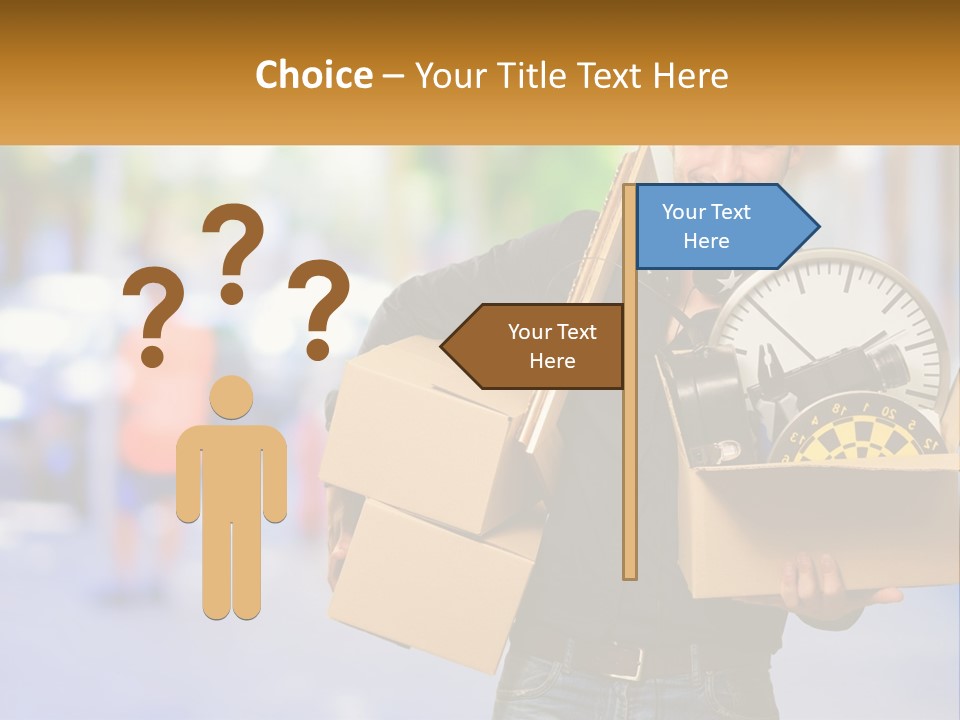 A Man Holding A Box With A Clock Inside Of It PowerPoint Template