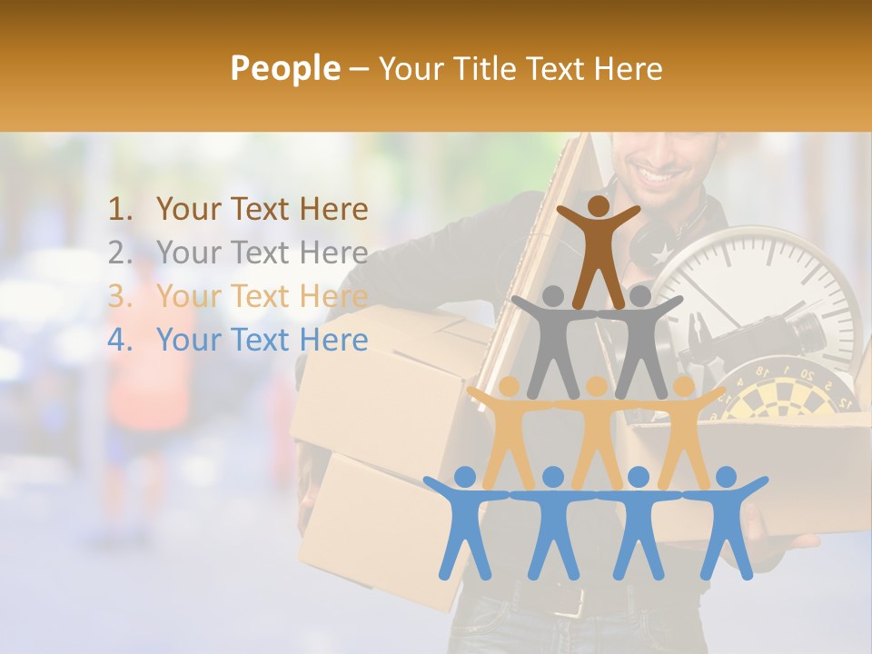 A Man Holding A Box With A Clock Inside Of It PowerPoint Template