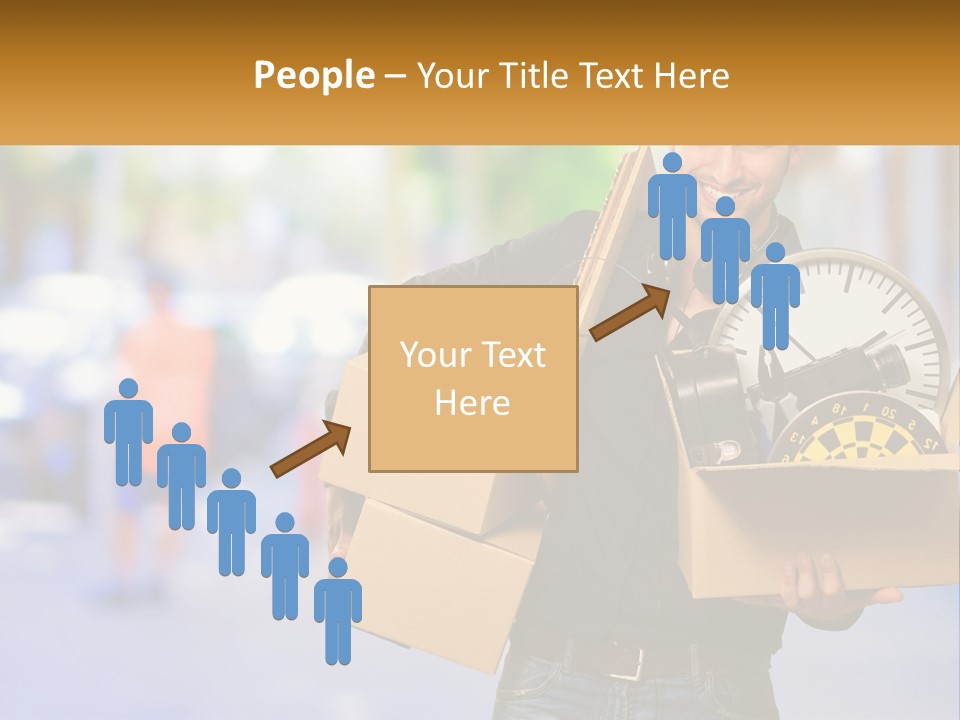 A Man Holding A Box With A Clock Inside Of It PowerPoint Template