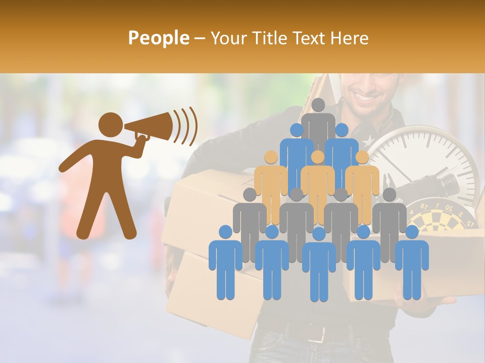 A Man Holding A Box With A Clock Inside Of It PowerPoint Template