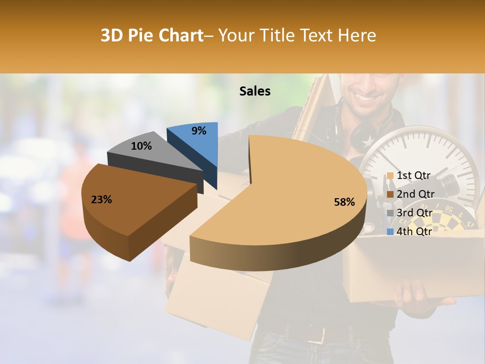 A Man Holding A Box With A Clock Inside Of It PowerPoint Template