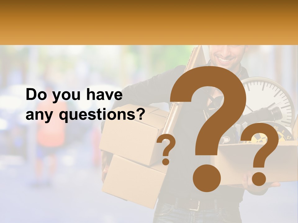 A Man Holding A Box With A Clock Inside Of It PowerPoint Template