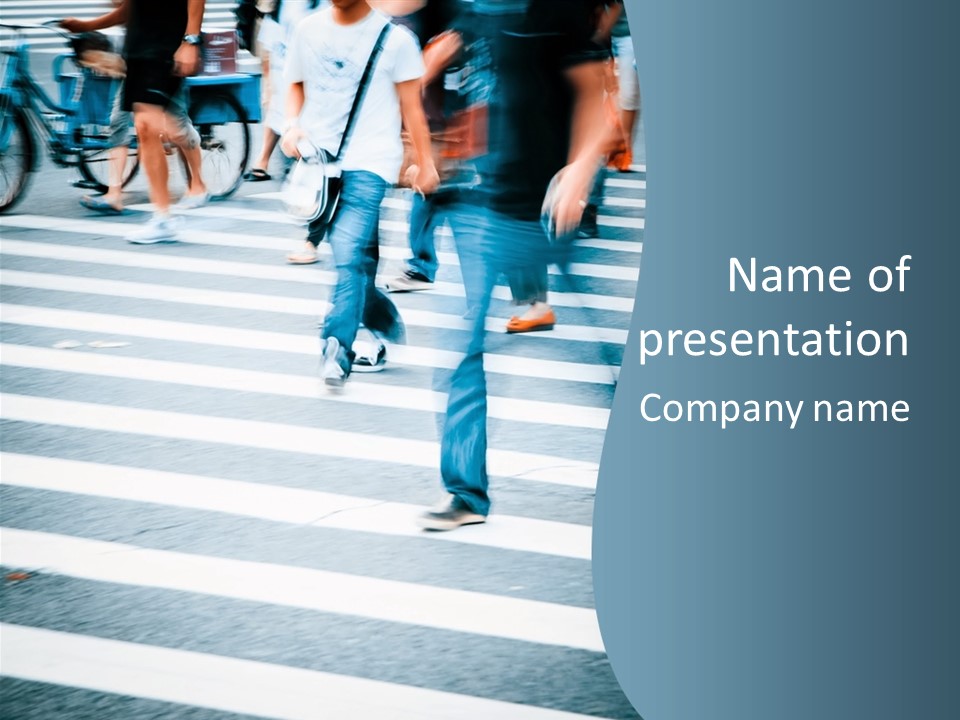A Group Of People Walking Across A Cross Walk PowerPoint Template