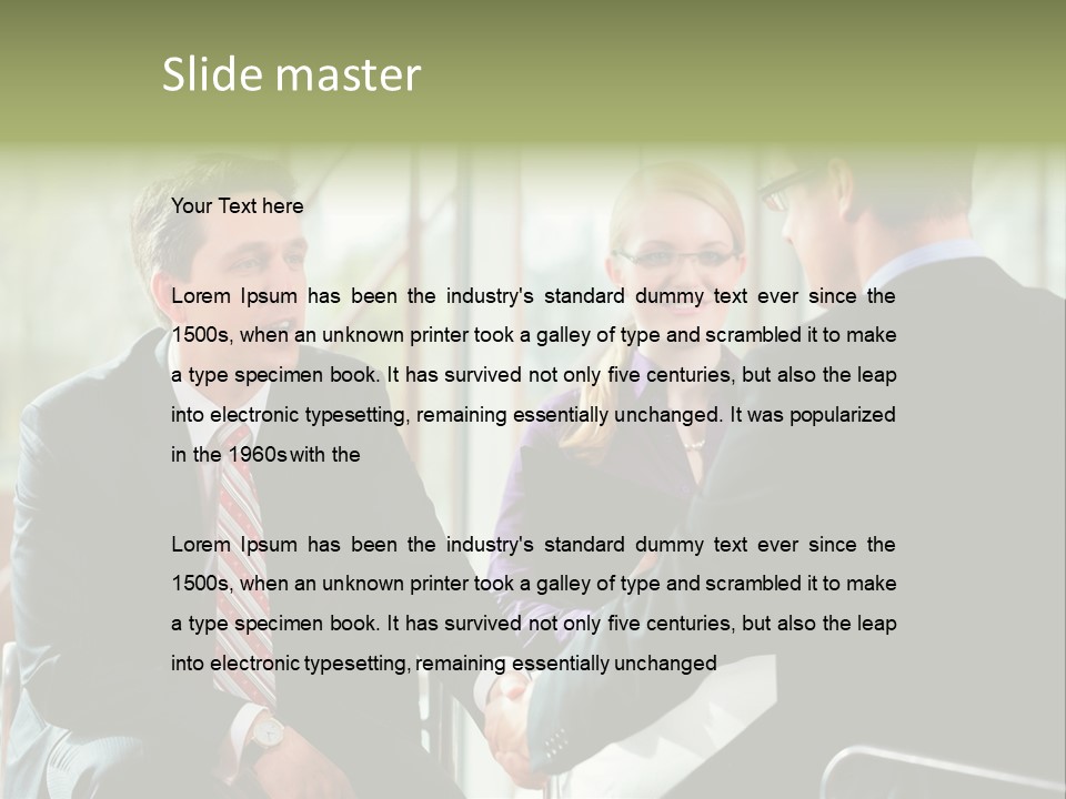 A Group Of People Sitting Around A Table Shaking Hands PowerPoint Template