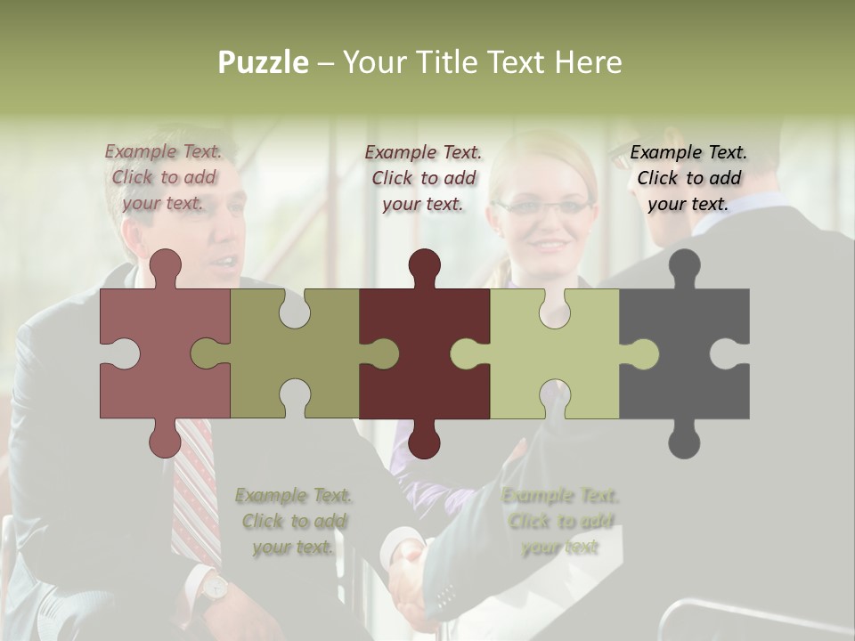 A Group Of People Sitting Around A Table Shaking Hands PowerPoint Template