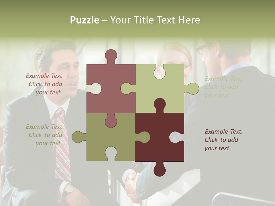 A Group Of People Sitting Around A Table Shaking Hands PowerPoint Template