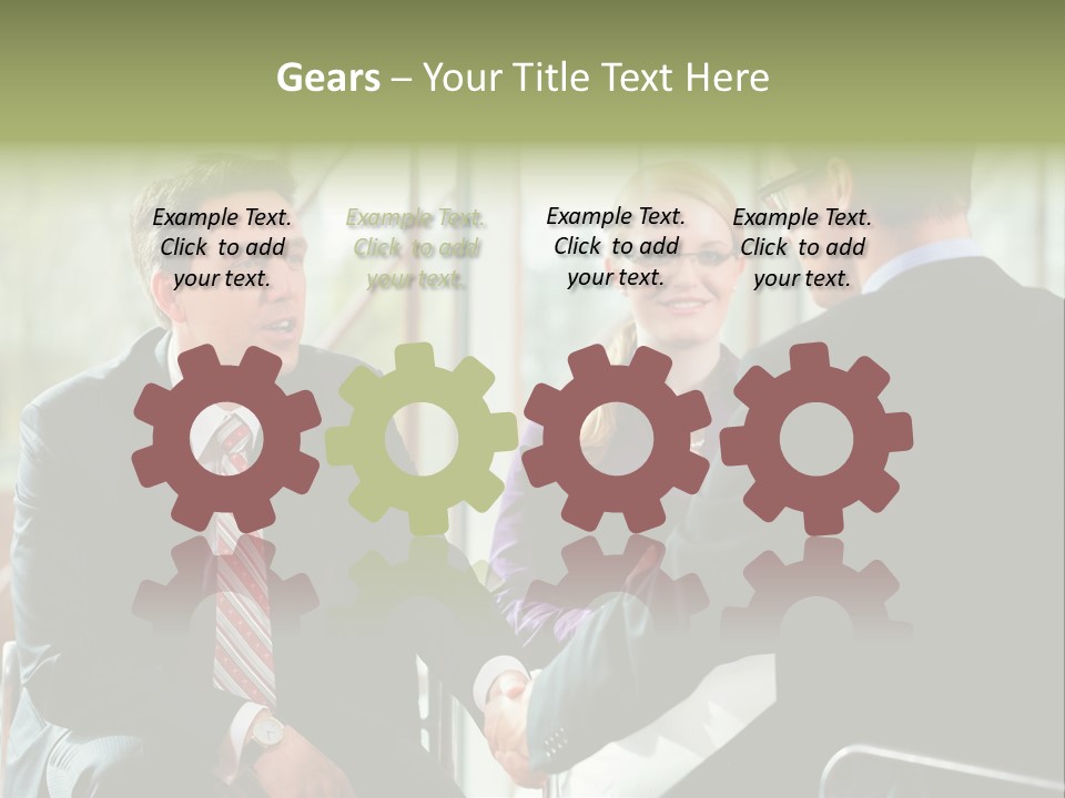 A Group Of People Sitting Around A Table Shaking Hands PowerPoint Template