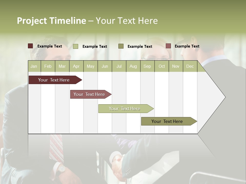 A Group Of People Sitting Around A Table Shaking Hands PowerPoint Template
