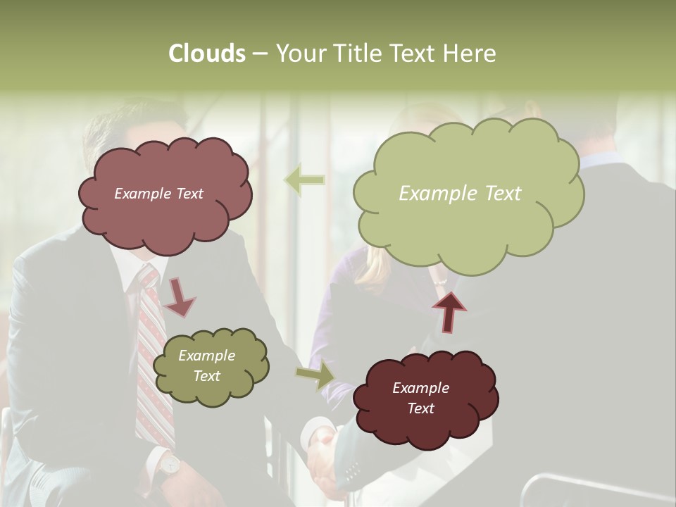 A Group Of People Sitting Around A Table Shaking Hands PowerPoint Template