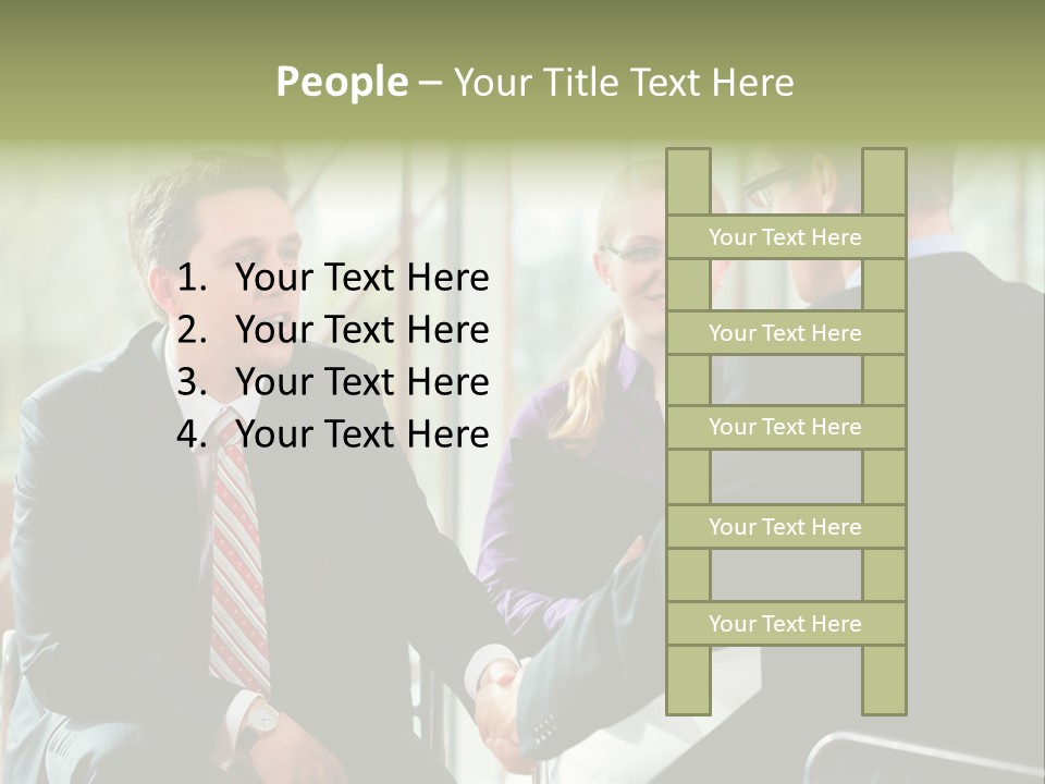 A Group Of People Sitting Around A Table Shaking Hands PowerPoint Template