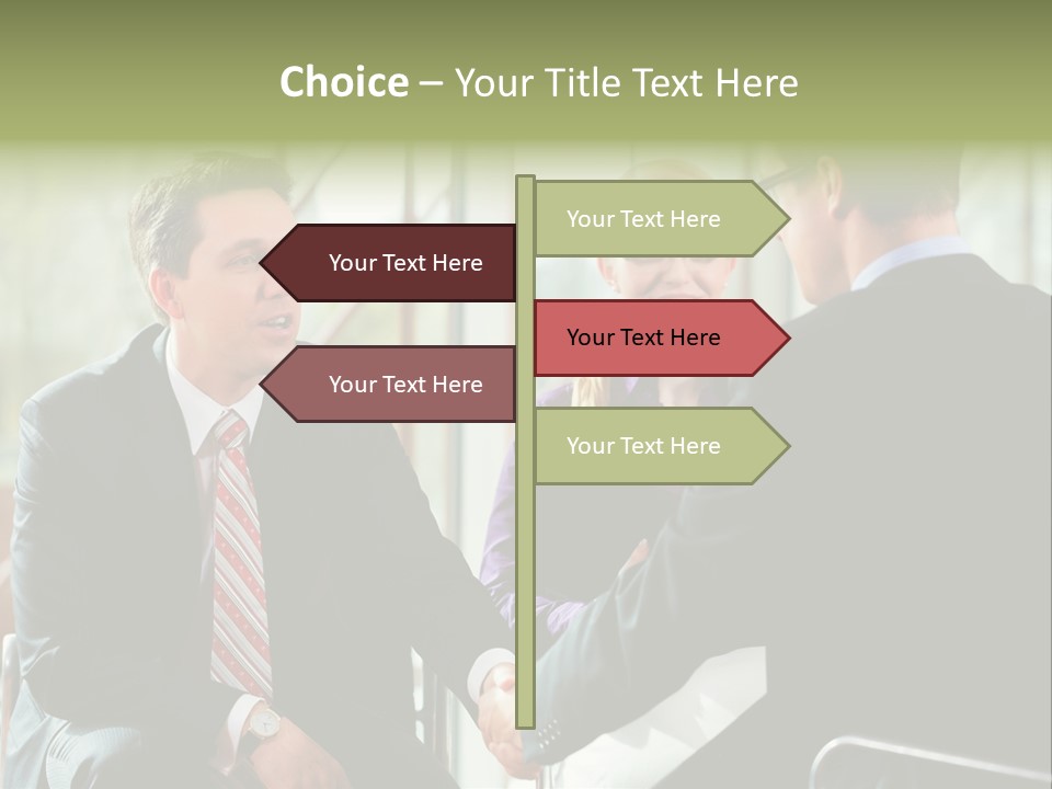 A Group Of People Sitting Around A Table Shaking Hands PowerPoint Template
