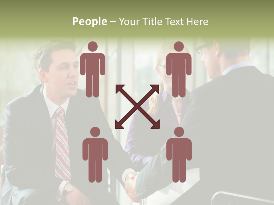 A Group Of People Sitting Around A Table Shaking Hands PowerPoint Template