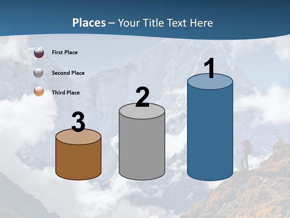 A Man Hiking Up A Mountain On A Sunny Day PowerPoint Template