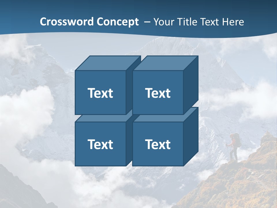 A Man Hiking Up A Mountain On A Sunny Day PowerPoint Template