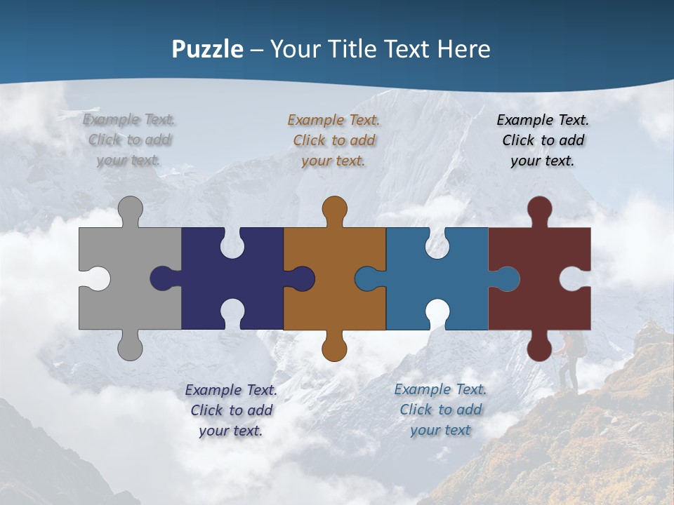 A Man Hiking Up A Mountain On A Sunny Day PowerPoint Template