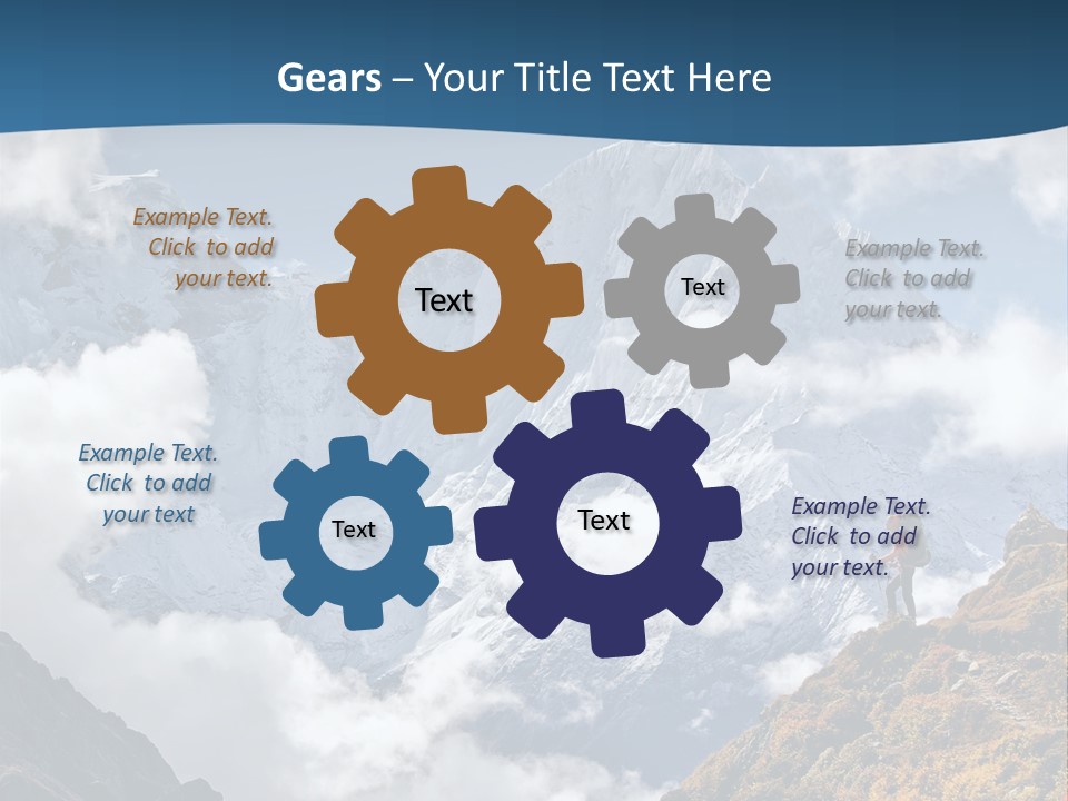 A Man Hiking Up A Mountain On A Sunny Day PowerPoint Template