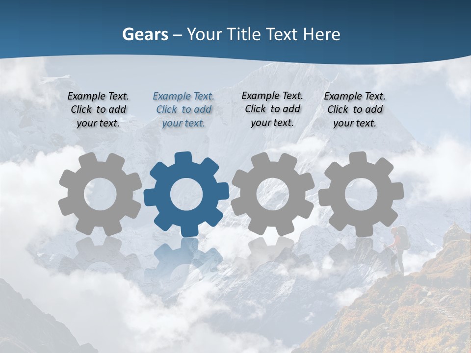 A Man Hiking Up A Mountain On A Sunny Day PowerPoint Template