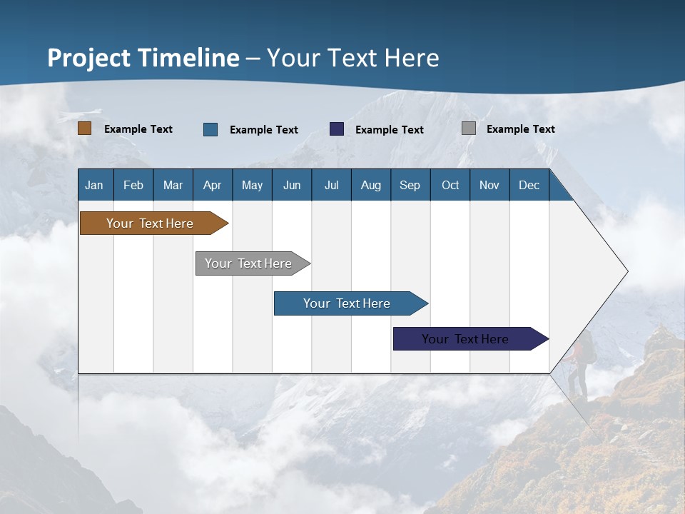 A Man Hiking Up A Mountain On A Sunny Day PowerPoint Template