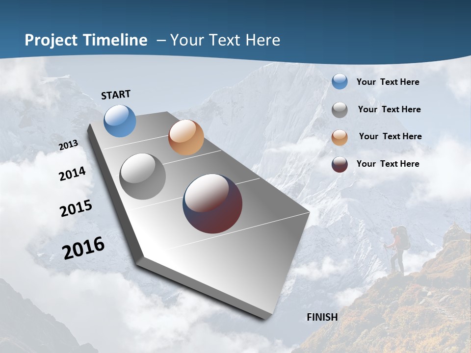 A Man Hiking Up A Mountain On A Sunny Day PowerPoint Template