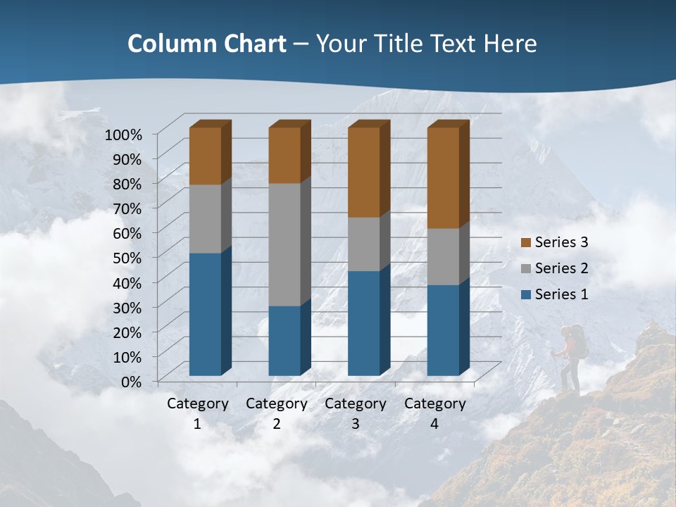 A Man Hiking Up A Mountain On A Sunny Day PowerPoint Template