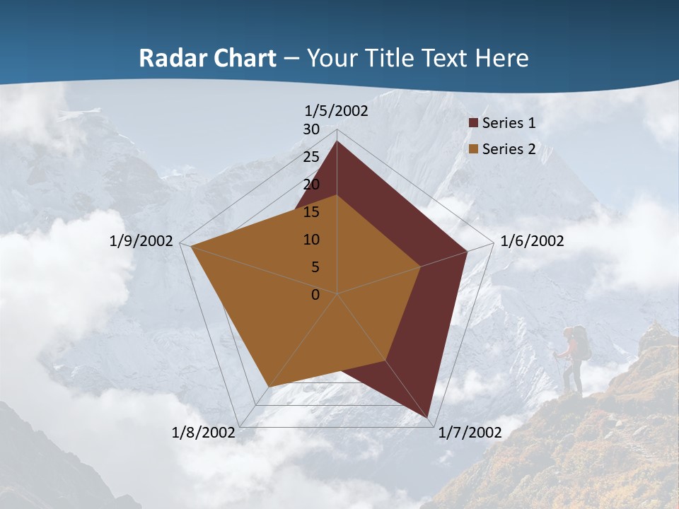 A Man Hiking Up A Mountain On A Sunny Day PowerPoint Template