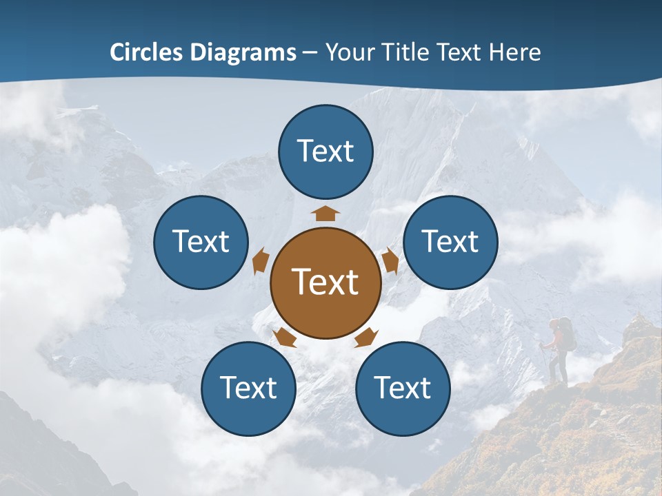 A Man Hiking Up A Mountain On A Sunny Day PowerPoint Template
