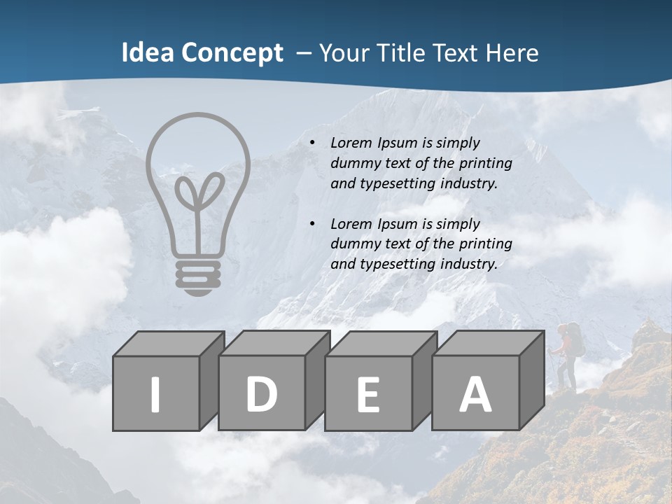 A Man Hiking Up A Mountain On A Sunny Day PowerPoint Template