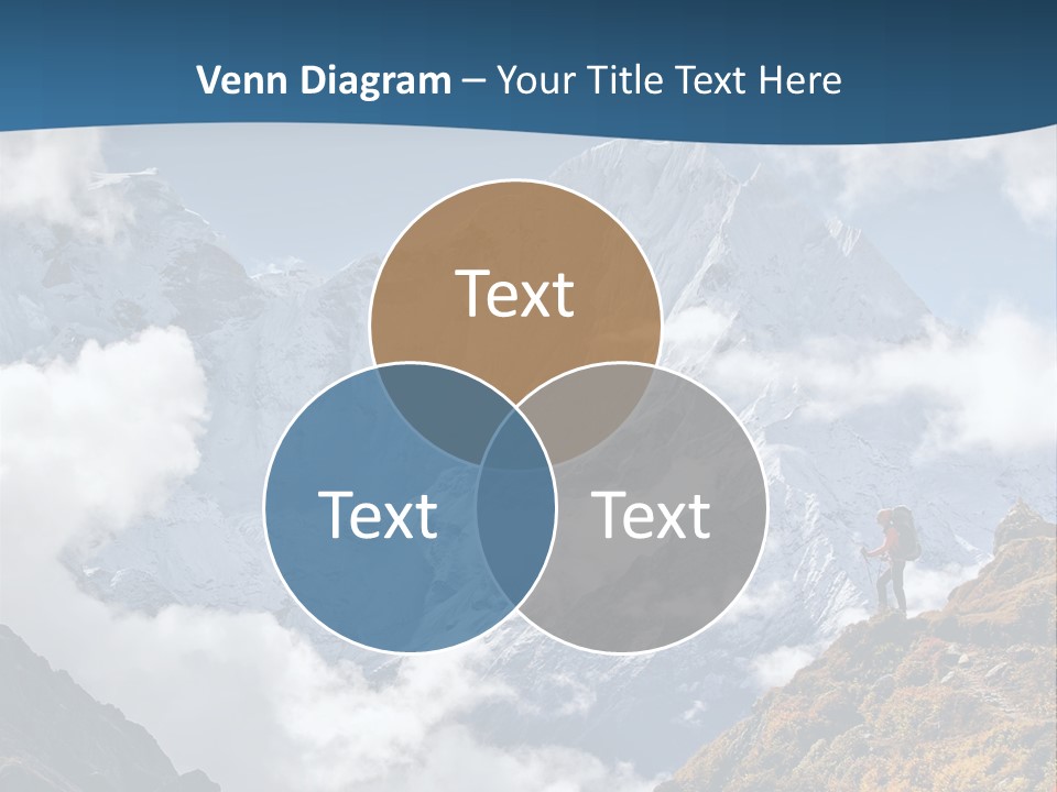 A Man Hiking Up A Mountain On A Sunny Day PowerPoint Template